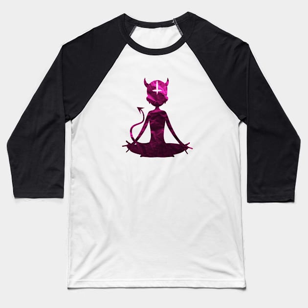 Satanic Yoga | Pink Yogi | Wear Satan Baseball T-Shirt by WearSatan